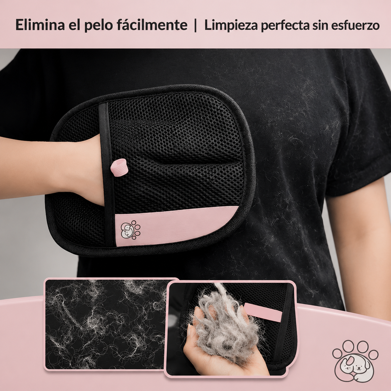 Guante para eliminar pelos de mascota