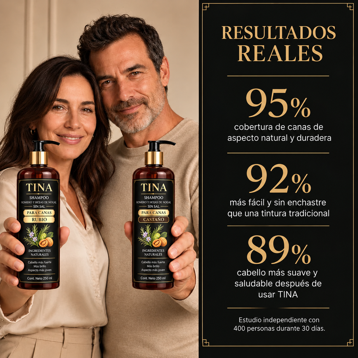 Rejuvenece tu cabello al instante Shampoo cubridor de cana