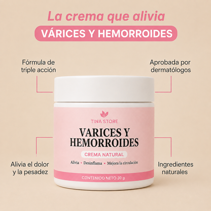 Crema Natural para Varices y Hemorroides | Alivio real, Piernas Livianas