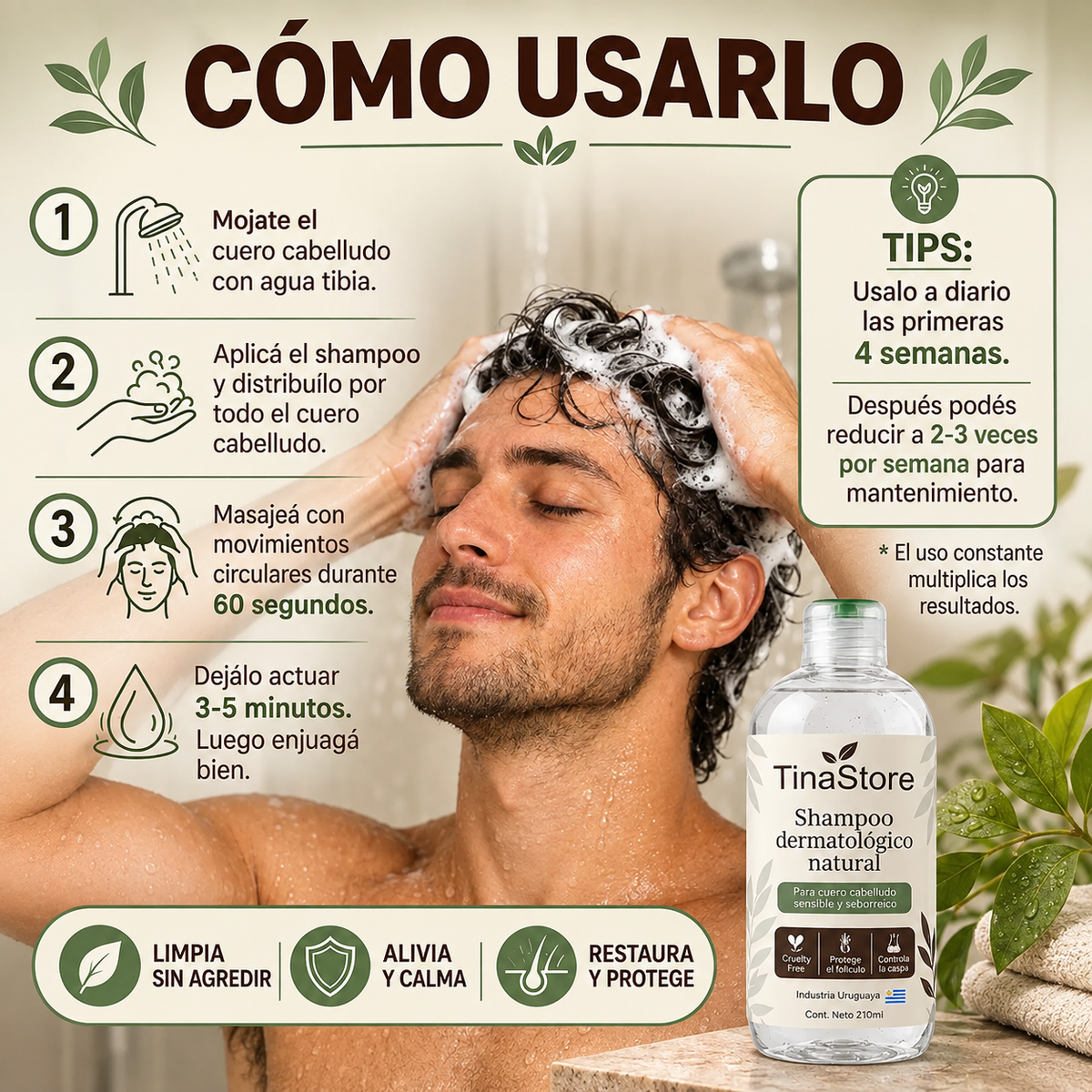 TinaStore | Shampoo para la caspa, psoriasis capilar y dermatitis seborreica