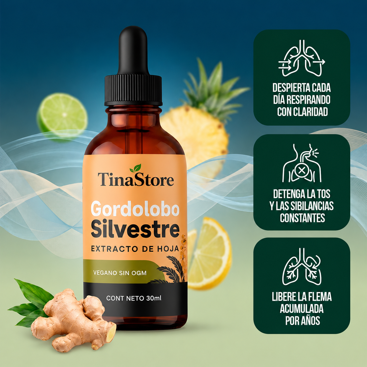 TinaStore®  | Activador Respiratorio™ líquido para fumadores