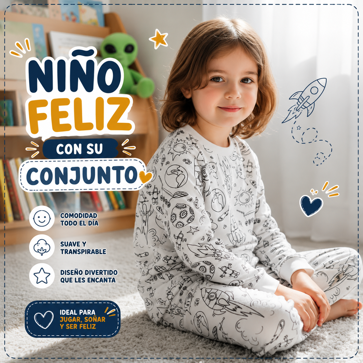 Conjunto Pijama Coloreable | Dia del Niño