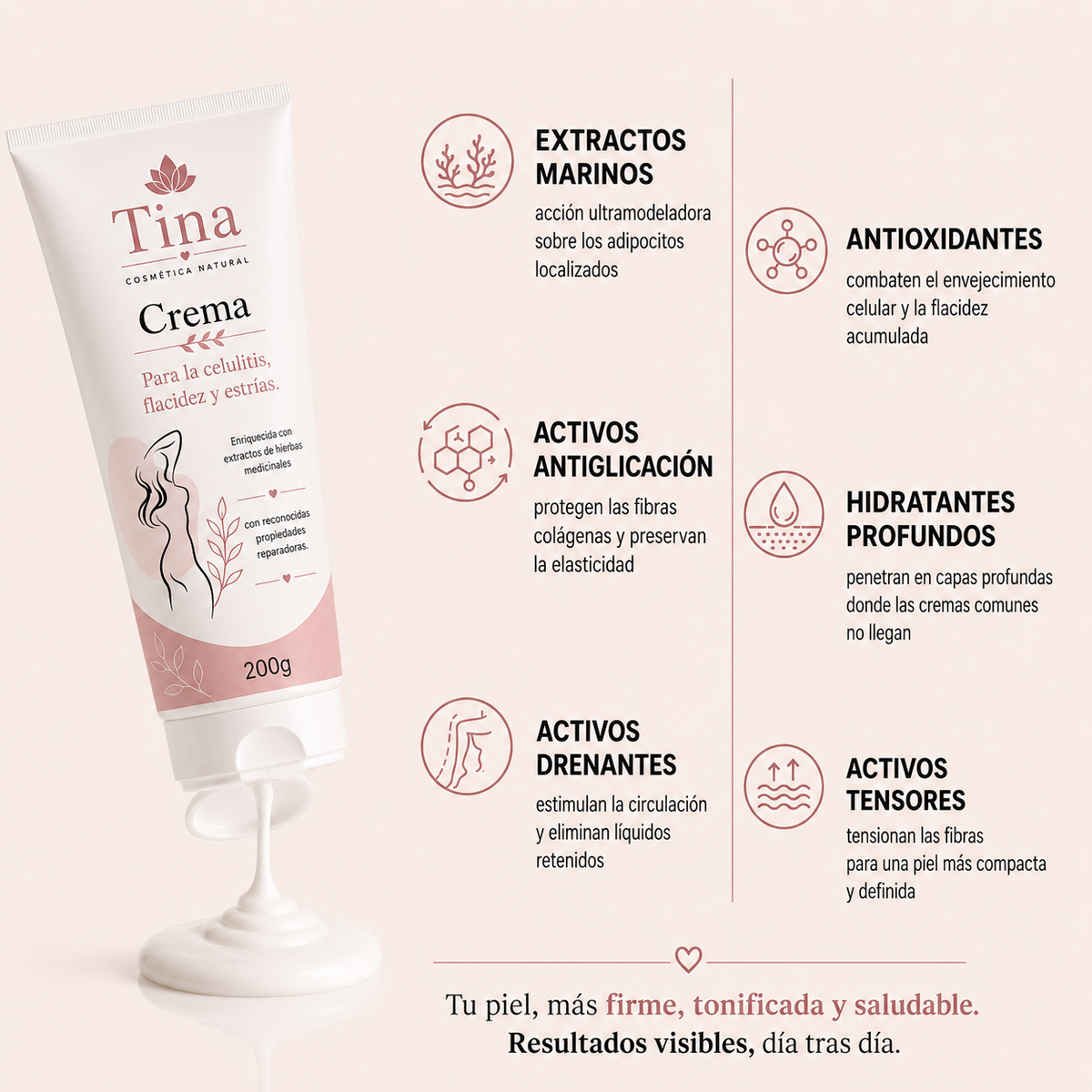 Tina™ | Crema Anticelulitis Reafirmante – Reduce la Piel de Naranja