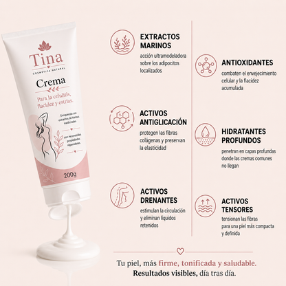 Tina™ | Crema Anticelulitis Reafirmante – Reduce la Piel de Naranja
