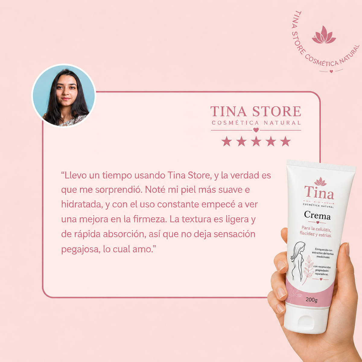 Tina™ | Crema Anticelulitis Reafirmante – Reduce la Piel de Naranja