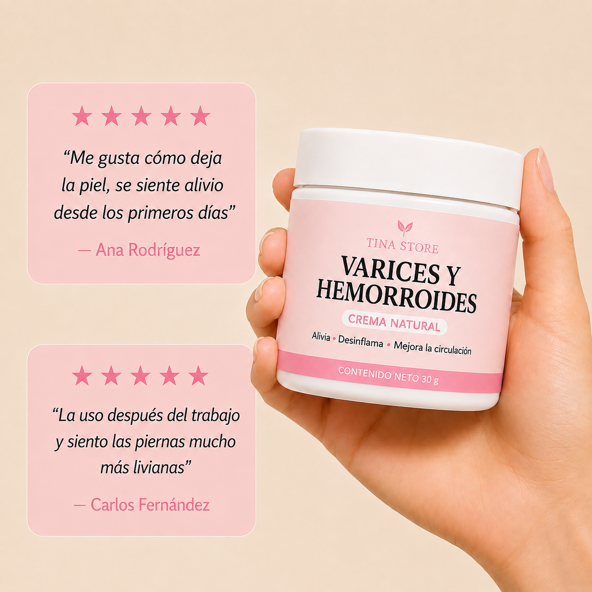 Crema Natural para Varices y Hemorroides | Alivio real, Piernas Livianas